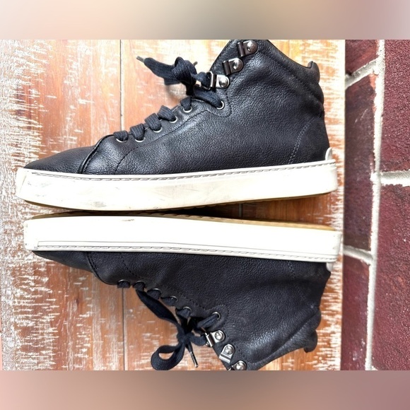Rag & Bone Kent Black Leather High Top Sneakers - Picture 3 of 9